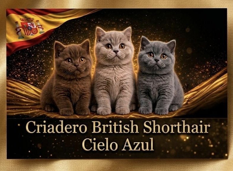 Cartel British Shorthair Cielo Azul, criadero en España